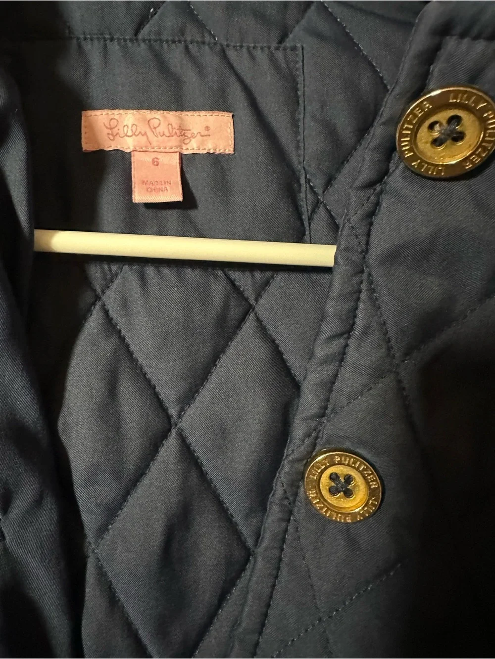 Lilly Pulitzer Navy Quilted ladies small Button-Front Puffer Jacket